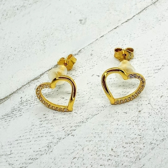 Heart CZ inlay studs - Picture 7 of 7